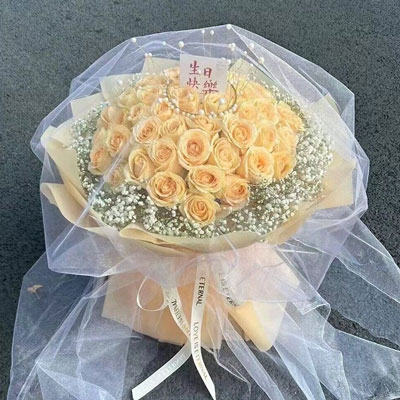 伊犁52朵香槟玫瑰满天星，你就是我的全部